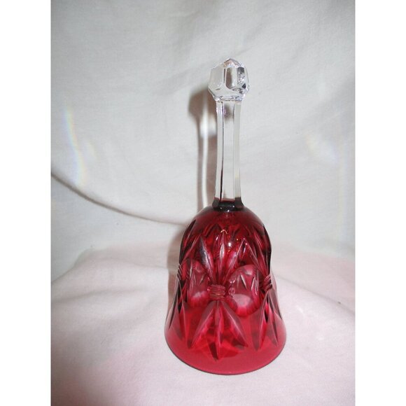 Bell, Vintage Cranberry Cut Crystal Dinner‎ Bell glass - Picture 4 of 5